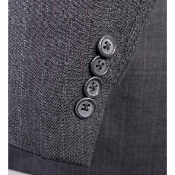 Hickey Freeman Mens 48L 2buttn  Gray Wool Blazer Sport Coat Suit Jacket Striped - Picture 7 of 14